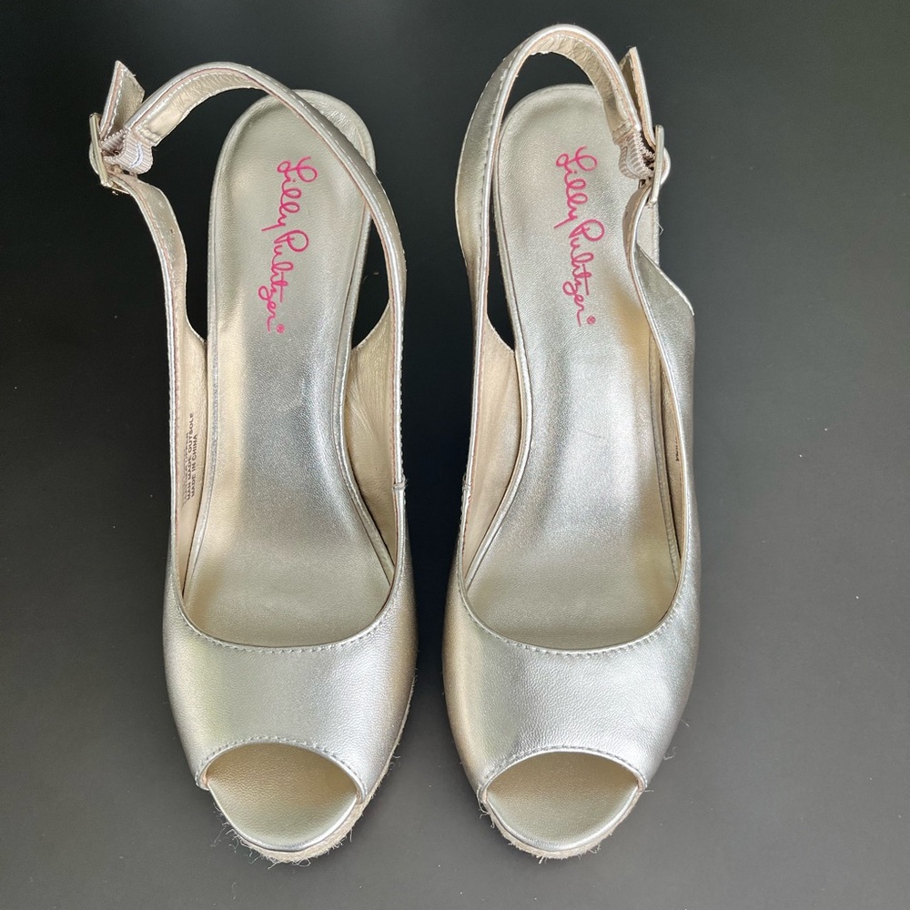 Lilly Pulitzer Metallic Slingback Heels